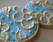 Brush Embroidered Cookies in Light Blue Royal Icing.