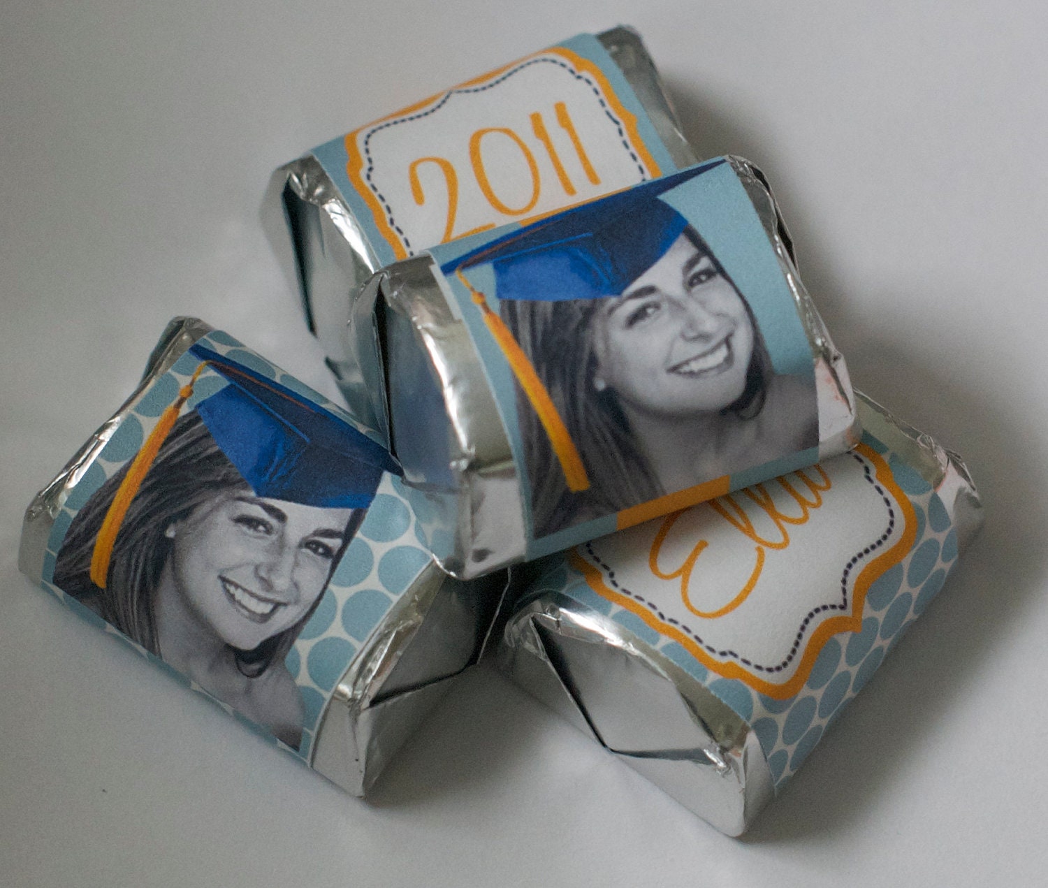 Graduation mini chocolate bar wrappers.  Printable file