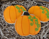 Autumn Harvest Pumpkin Hand Decorated Sugar Cookies - 1/2 dozen