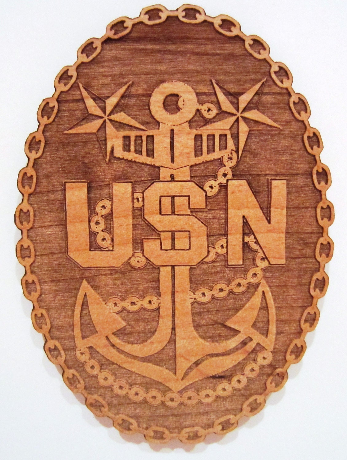 US Navy Master Chief Petty Officer Wooden Fridge Magnet