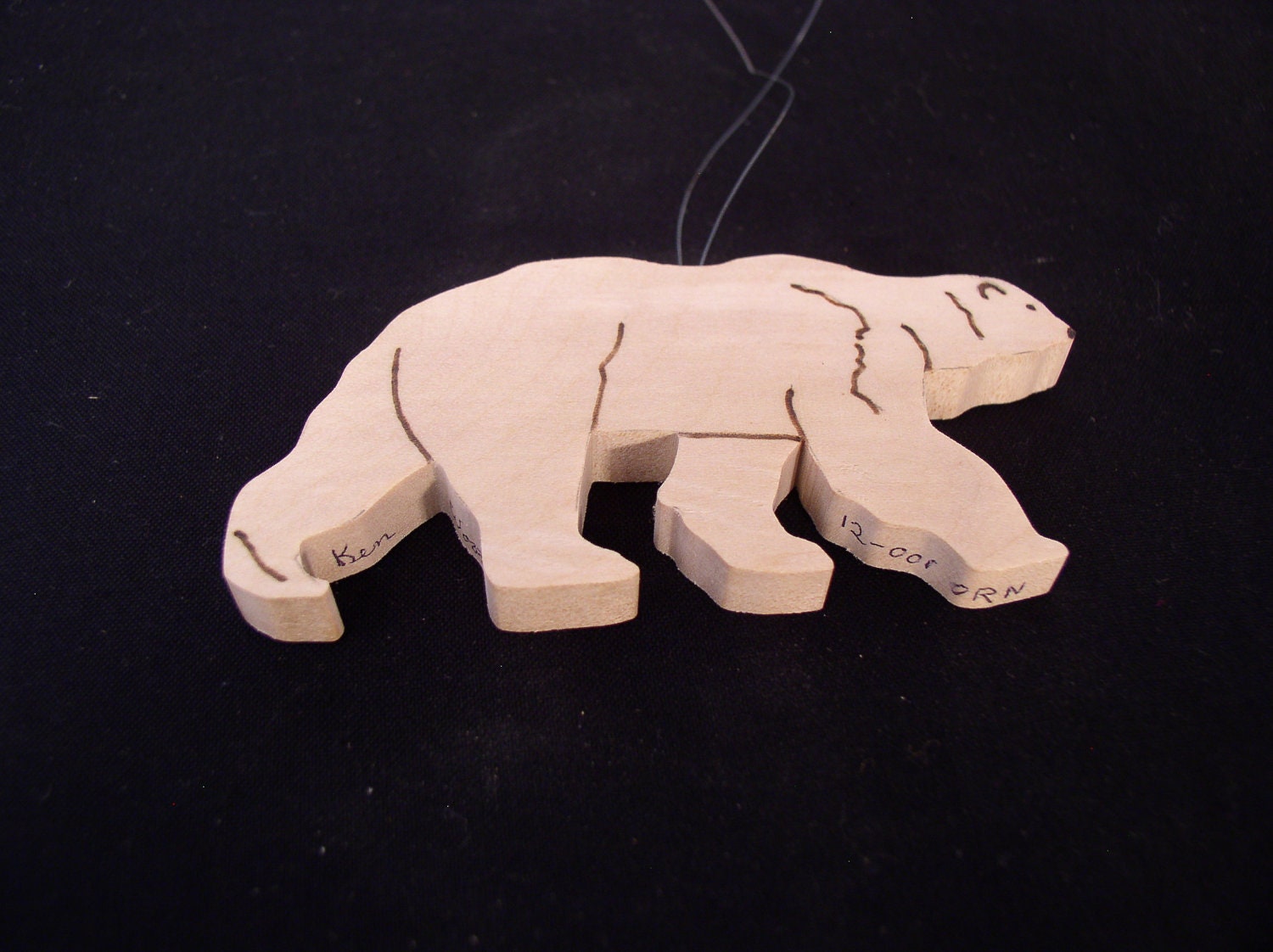 Wooden Pyrograph Polar Bear walking