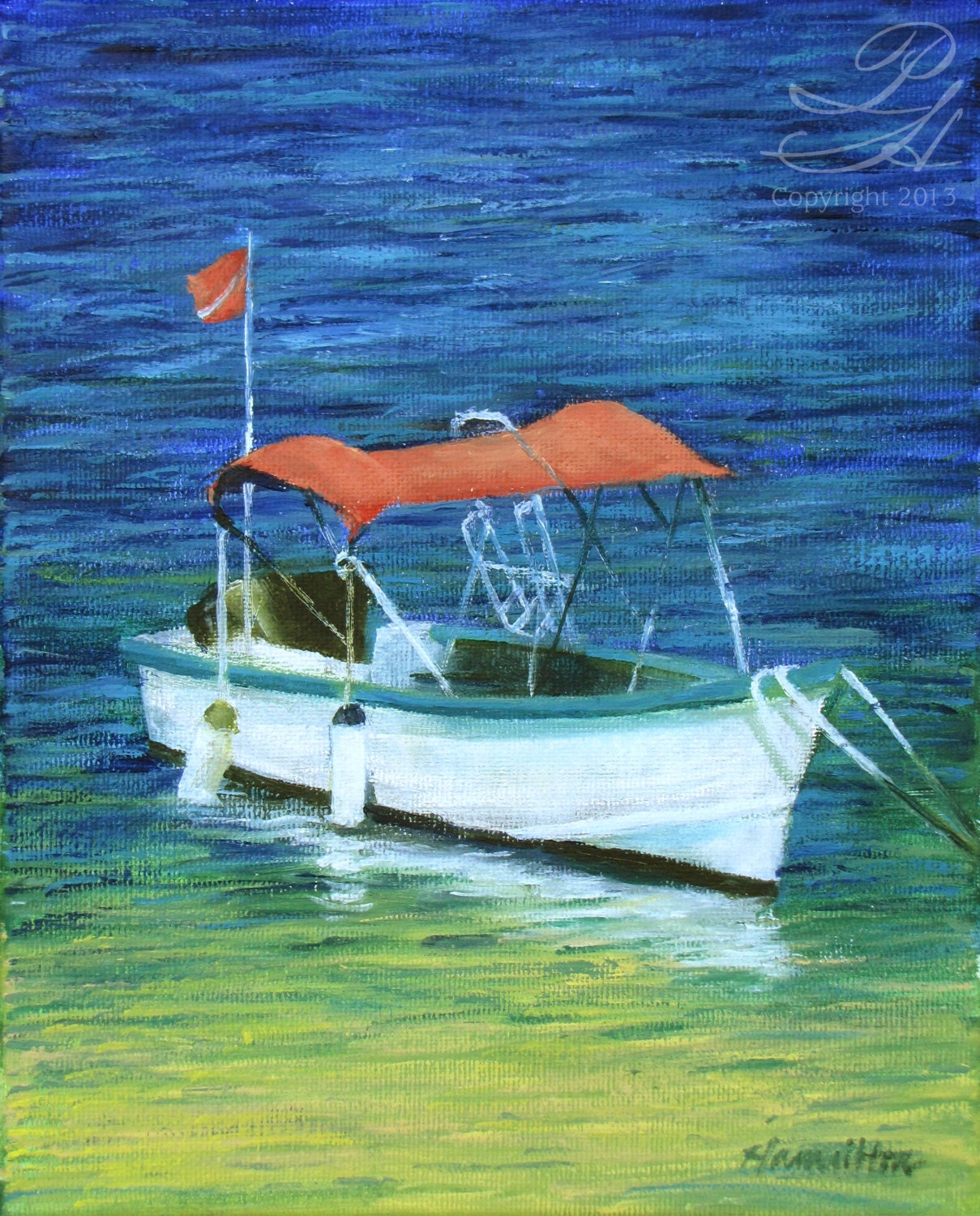 Original Oil Painting, "Little Boat", 8" x 10" Oil on Canvas