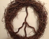 Natural twisty twirly peace sign wreath / Wall Art