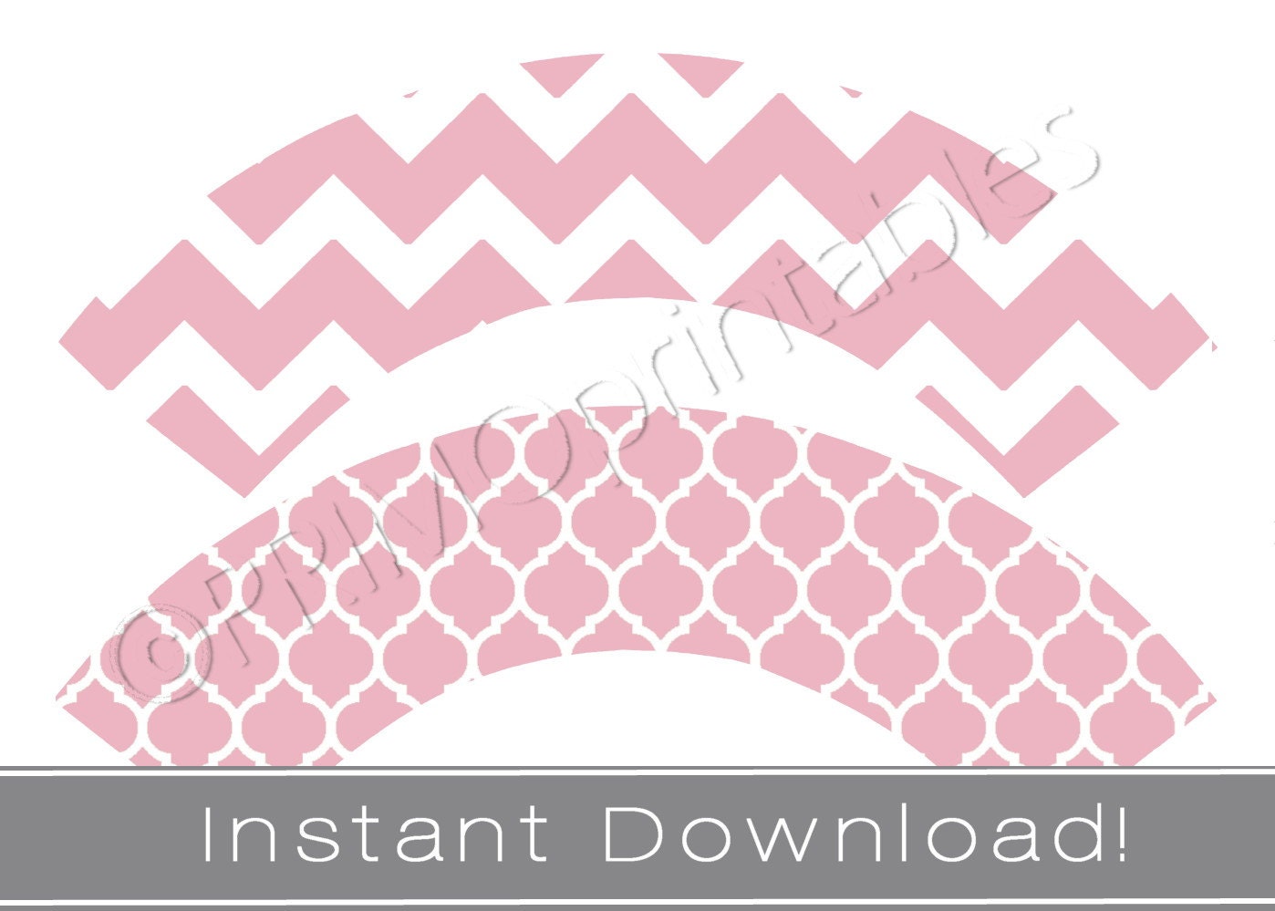 Printable cupcake wrappers INSTANT DOWNLOAD pink chevron quatrefoil party decor printables DIY wraps Il_570xn