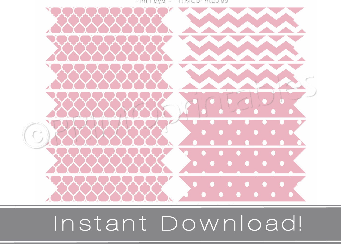 Printable straw flags INSTANT DOWNLOAD pink party decor printables DIY or cupcake flags Il_570xn