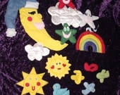 Felt Handmade Nursery Baby Decor Decorations Sun Moon Stars Clouds Rainbow