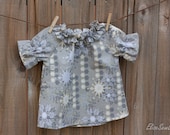 Baby Girl Christmas Dress Outfit Grey Yellow Snowflake Sparkle - Size 6-12 months
