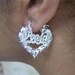 bamboo silver plate heart 1" name earring/PERSONALIZED/