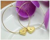 heart earrings,Gold drop , dangle , hoops ,Personalized monogram Custom Letters Jewelry, 2 initial,Sisters best friend mom bridesmaid gifts