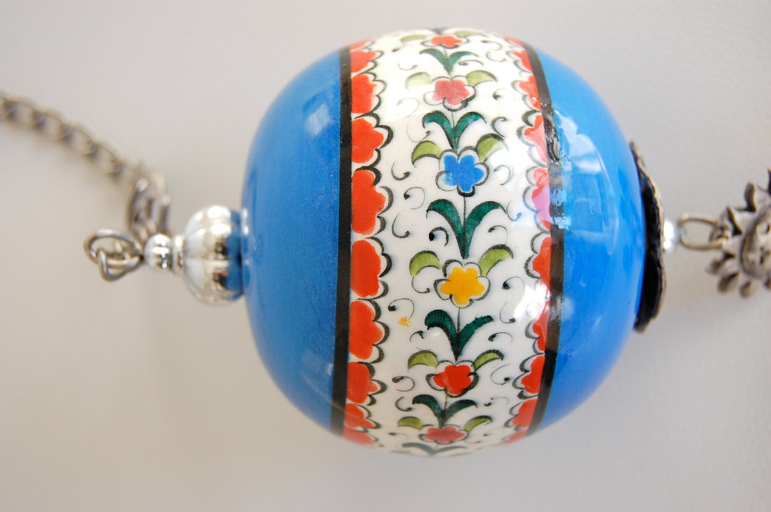 Blue Hanging Porcelain Ornament Ball Home Decoration Anniversary House warming Birthday Mothers Day Christmas Gift Unique Present for her