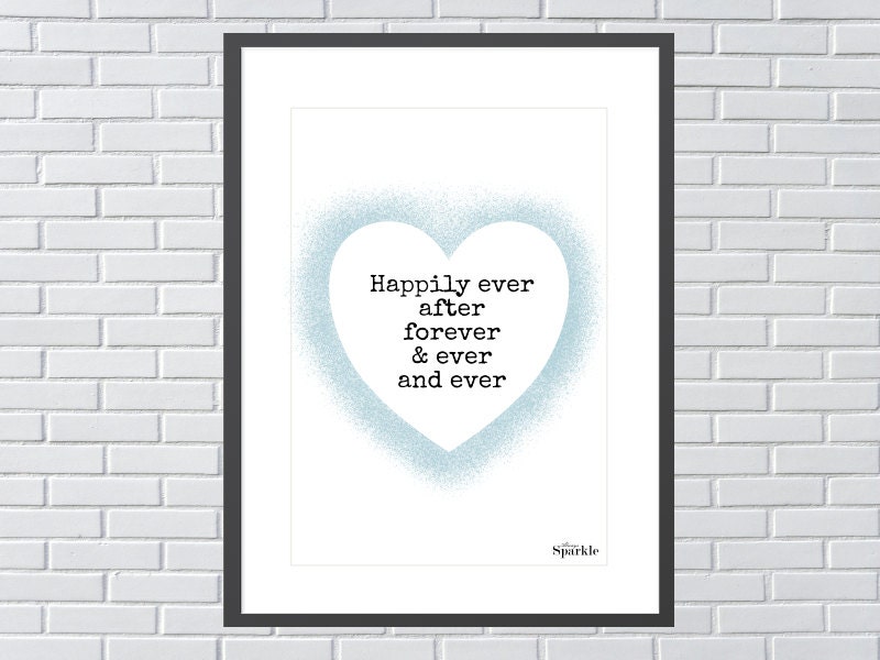Happily ever after. Modern, quirky, original wall art. Art for modern homes. Wedding, Valentines, anniversary, engagement, love gift idea.