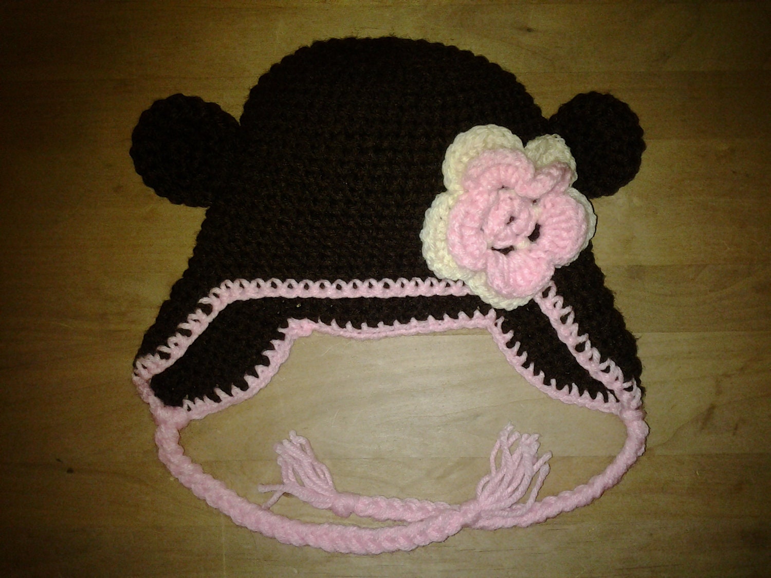 Crochet Bear Animal Beanie Earflap Photo Prop Hat Newborn-Adult