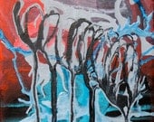 small abstract painting original acrylic 5"x 5"