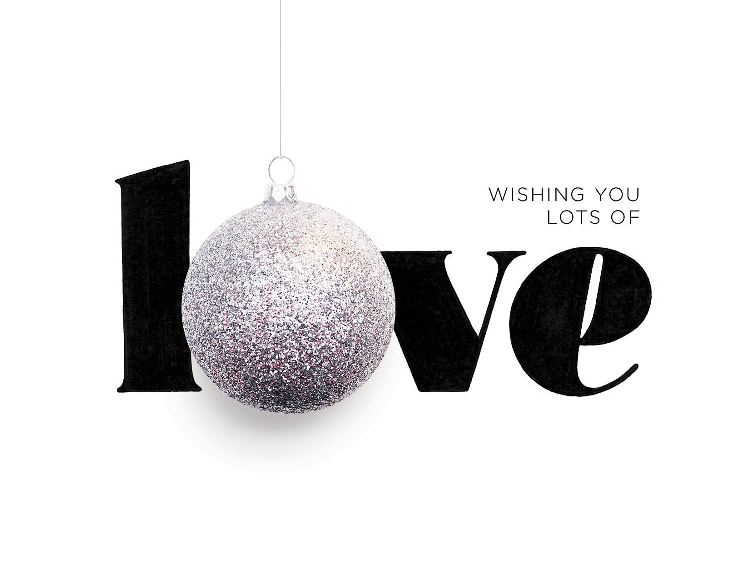 Love Holiday Cards Set of 6 - Wishing you lots of Love, Hand Illustrated Typography, A2 Rectangle