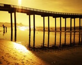 Golden Sunset Beach Photography Print Ocean Nature Photo, Pier, Sea, Gold Brown Tan, Home Decor, Many sizes avail, 9x12" by Guy Taylor