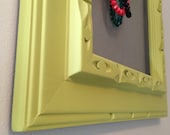Avocado green vintage wood frame upcycled into jewelry organizer hanging jewelry display