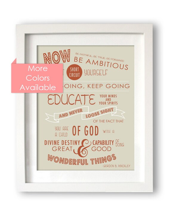 Uplifting Quote - Be Ambitious - Gordon B. Hinckley - Child of God - 8x10