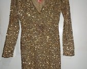 Vintage Gilded Gold Mini Cocktail Dress - Size 2