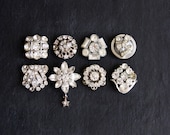 8 Little Rhinestone Magnets -  recycled vintage jewelry