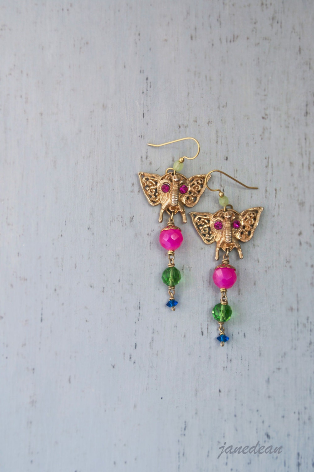 Bollywood Elephant Earrings - vintage findings with colorful beads