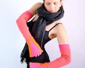 Long arm warmers- coral, pink and tangerine