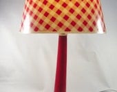 Vintage Stylette Plastics Red Gingham Lamp - Retro Modern Mushroom Style Lighting