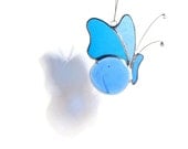 Blue Butterfly Stained Glass Suncatcher