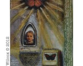 Original Mixed Media Painting Forever Searching Folk Art Butterfly Vintage Photo7x9