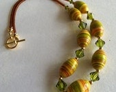 Katsura Beaded Necklace - (gold, green, yellow, orange)