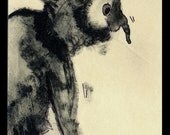 Original Drawing Titled Puppers, Contemporary Fine Art Original Ink Drawing by Robert Frank Abplanalp