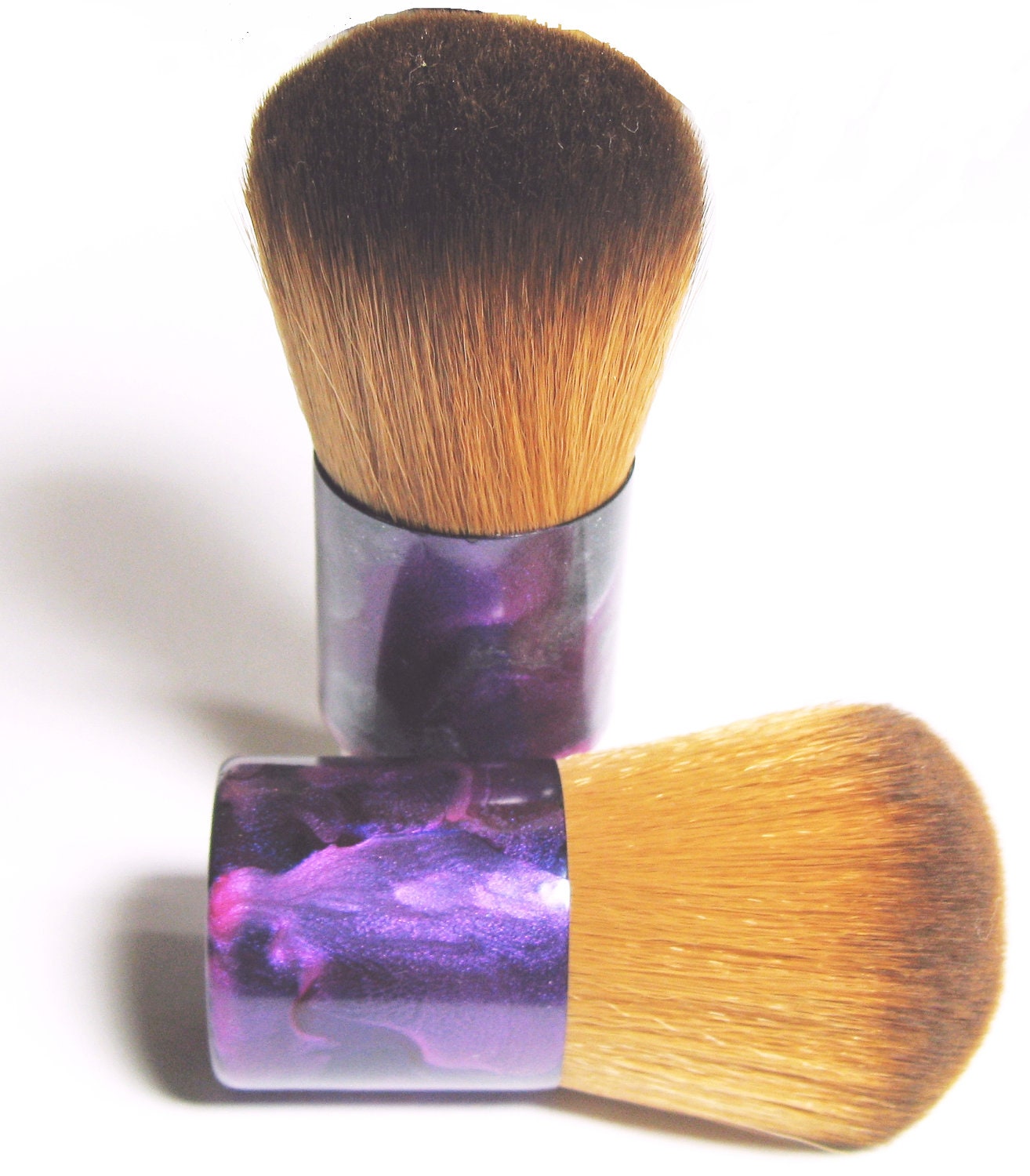 Foundation Brush Hand Painted Vegan Kabuki Brush for Mineral Makeup Application