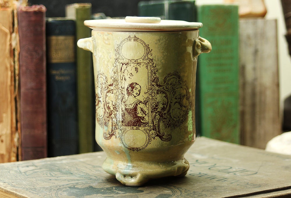 Bathroom Decor - Home and Bathroom Canister - Victorian Engraving