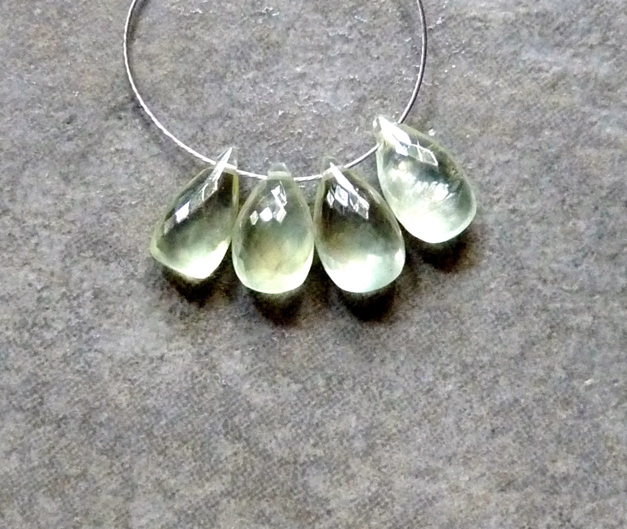 AA Prehnite Faceted Pear Briolette  - 10mm - 4 Beads
