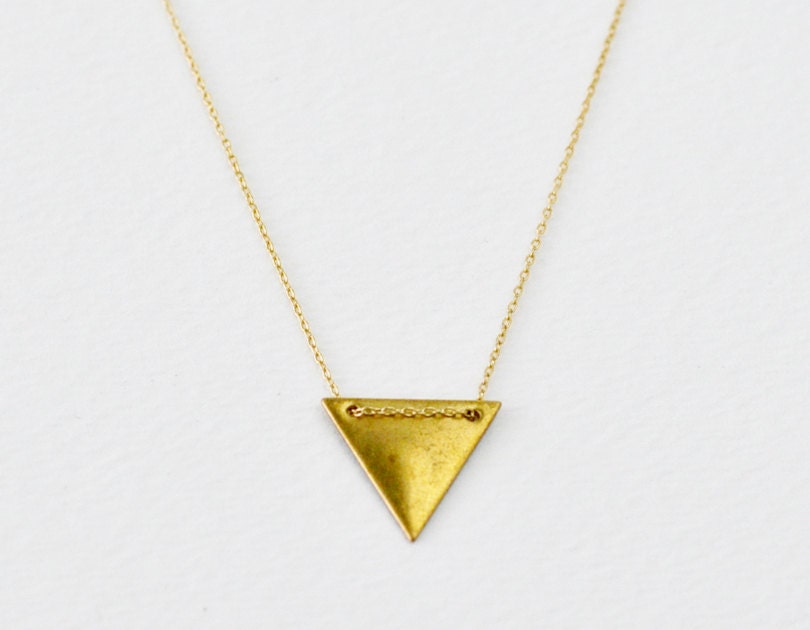 Trine - brass triangle pendant 14k gold filled necklace - modern minimal jewelry for her