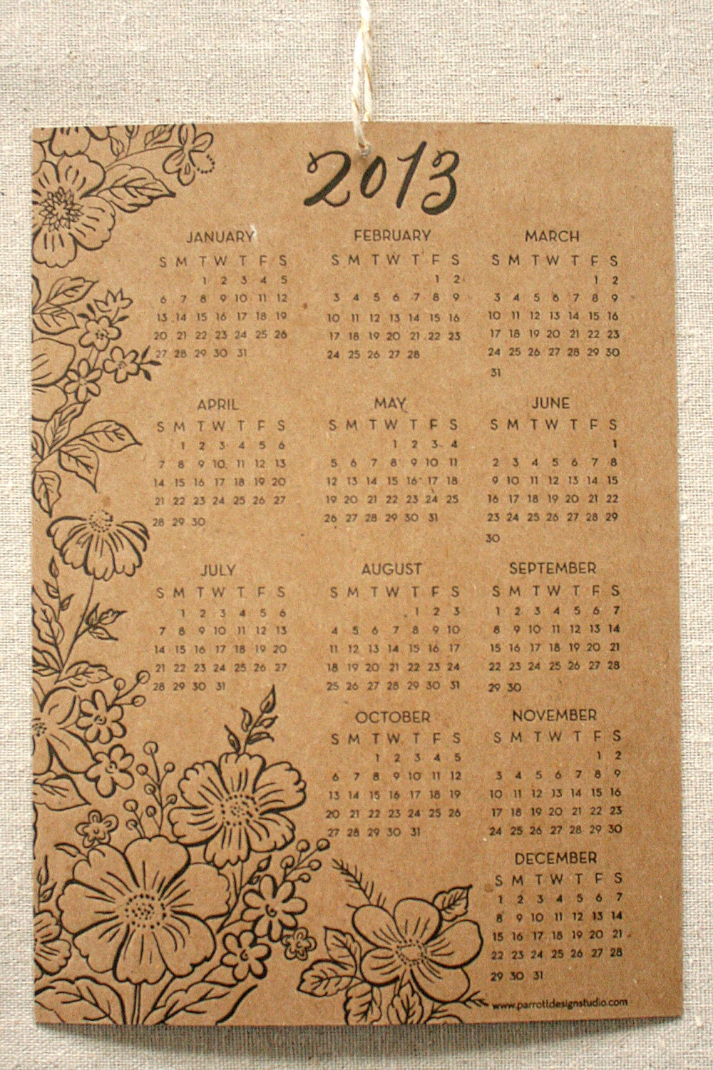 SALE - 2013 Letterpress Calendar - Black on Chipboard