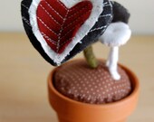 SALE Heart Leaf Stuffed Plant with Mushrooms