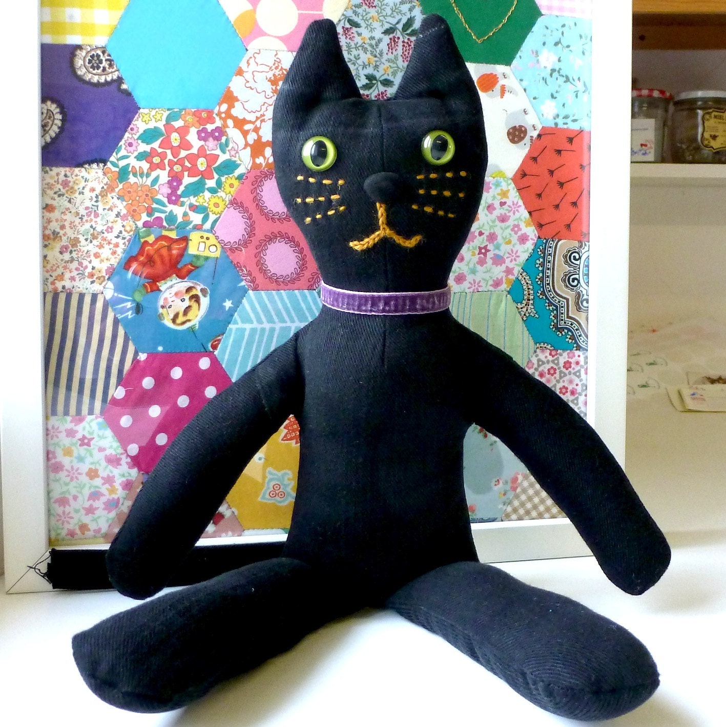 Cat Meeow With Crushed Velvet Purple Collar
