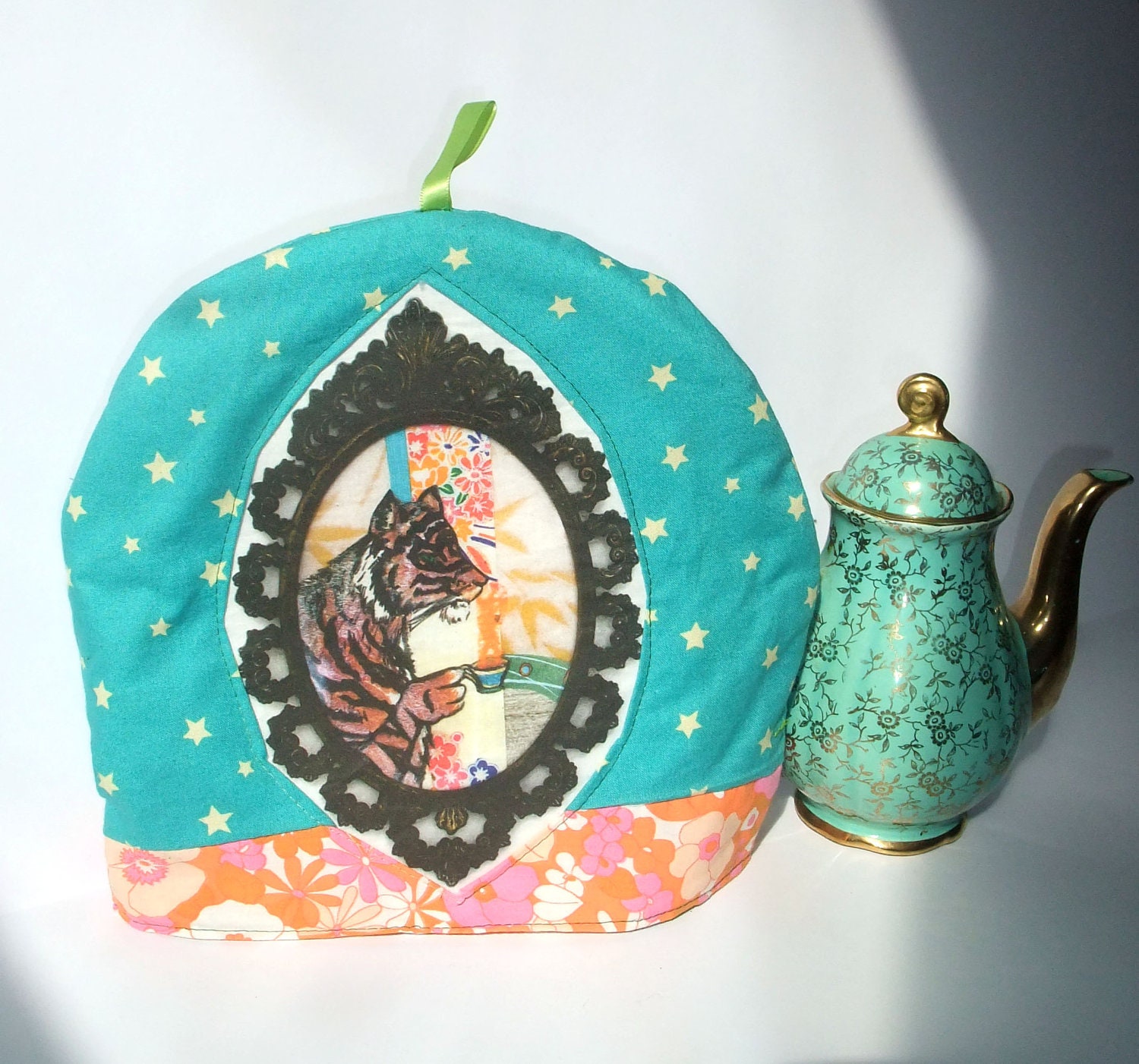 Turquoise Tiger Tea Cozy