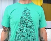Cat Pyramid tshirt on unisex mint - screenprinted shirt