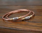 1 Handcrafted Copper-Sterling-Brass Bangle - koregon