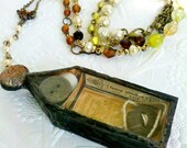 Seamstress Rosary, Sewing Notions Diorama, Button Shadowbox Necklace, Sewing Reliquary, Gift For Seamstress, Collage Art Rosary Necklace
