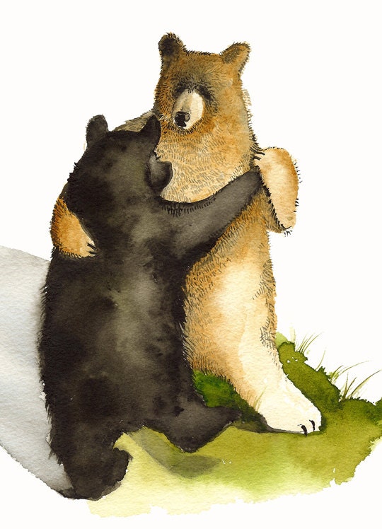 bear cards- 5 blank cards-"Waltz" dancing bears, romance, children, humor, woodland