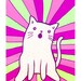 Howling White Cat 5x7 Illustration Print