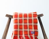 Vintage Pendleton Throw - Orange, Red and Black Plaid