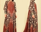 ViNtAgE 70's Adini India Cotton Angelwing Hippie Maxi Dress Free Size