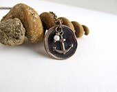 Hope Anchors the Soul Charm Necklace - Inspirational - Nautical - Brass - Reclaimed Bronze