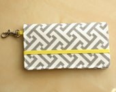 iPhone Cell Phone Wallet - Gray and Yellow Graphic Print - Custom Cell Phone Case - Smart Phone Wallet