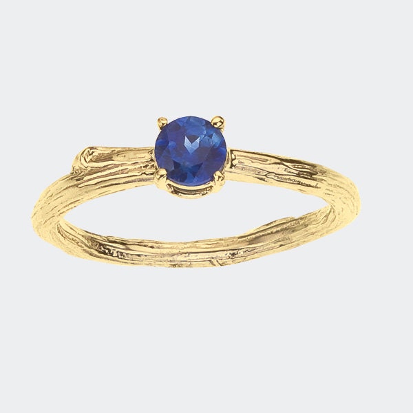 Blue Sapphire Twig Ring-  for Engagement or not - New York City Central Park Souvenir - Casting of Branch Twig