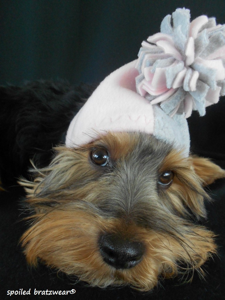 2 Tone Hatz 4 Brats Fleece Dog Hat keeps ears warm-custom made for Italian greyhounds and small dogs