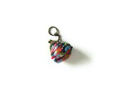 Keychain with Tiny Purse Knitted in Variegated Multicolor Cotton